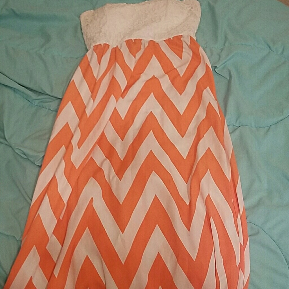 Pick and white dress